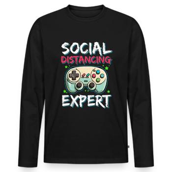 Gaming Gamer Nerd Video Games - Männer Premium Bio Langarmshirt - Schwarz - Vorne - Nico (187cm)