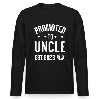 Promoted To Uncle Uncle 2023 - Men's Premium Organic Long Sleeve Shirt - black - Front - Nico (187cm)