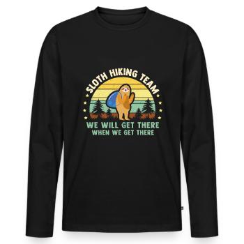 Hiking, hiking, hiking, mountaineering, sloth - Men's Premium Organic Long Sleeve Shirt - black - Front - Nico (187cm)