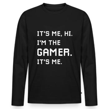 Jeu vidéo Gamer Gamer Nerd Funny - T-shirt manches longues Premium bio Homme - noir - Devant - Nico (187cm)