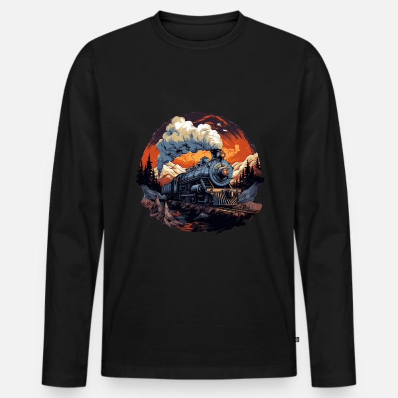 Dampflok Modelleisenbahn Lokomotive Zug - Männer Premium Bio Langarmshirt - Schwarz