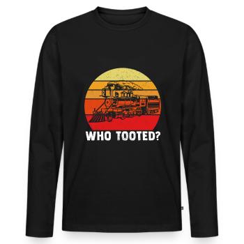 Model Railroad Locomotive Steam Locomotive - Men's Premium Organic Long Sleeve Shirt - black - Front - Nico (187cm)