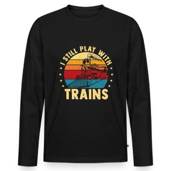 Steam locomotive model railroad railway model railroad - Men's Premium Organic Long Sleeve Shirt - black - Front - Nico (187cm)