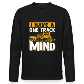 Modélisme Chemin de fer Locomotive à vapeur Conducteur de locomotive Chemin de fer - T-shirt manches longues Premium bio Homme - noir - Devant - Nico (187cm)
