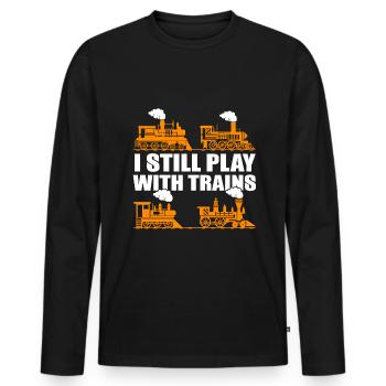 Model Railroad, Steam Locomotive, Railway, Model Railroad - Men's Premium Organic Long Sleeve Shirt - black - Front - Nico (187cm)