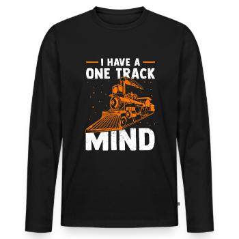 Modellbahn Dampflok Lokführer Eisenbahner - Männer Premium Bio Langarmshirt - Schwarz - Vorne - Nico (187cm)