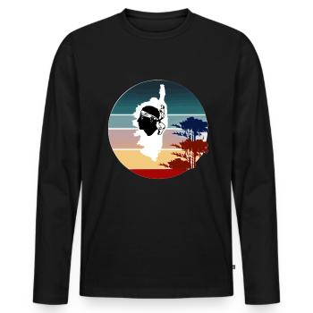 Corsica Insel mit Bäumen Landkarte Korsika Pirat - Männer Premium Bio Langarmshirt - Schwarz - Vorne - Nico (187cm)