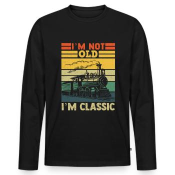 Engine driver model railway steam locomotive railway - Men's Premium Organic Long Sleeve Shirt - black - Front - Nico (187cm)
