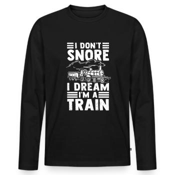 Model Railroad Steam Locomotive Engine Driver Locomotive - Men's Premium Organic Long Sleeve Shirt - black - Front - Nico (187cm)