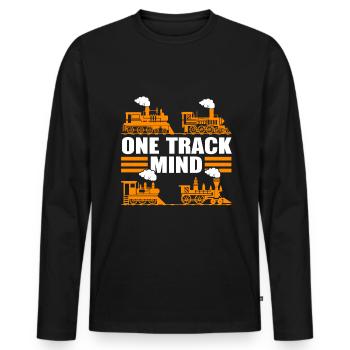 Model Railroad Funny Engine Driver Steam Locomotive - Men's Premium Organic Long Sleeve Shirt - black - Front - Nico (187cm)
