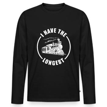 Modèle Ferroviaire Locomotive Locomotive à Vapeur Drôle - T-shirt manches longues Premium bio Homme - noir - Devant - Nico (187cm)