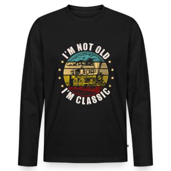 Model railroad, train driver, steam locomotive, railroader - Men's Premium Organic Long Sleeve Shirt - black - Front - Nico (187cm)