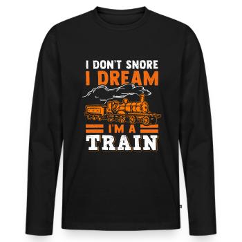 Modellbahn Dampflok Lokführer Lokomotive - Männer Premium Bio Langarmshirt - Schwarz - Vorne - Nico (187cm)
