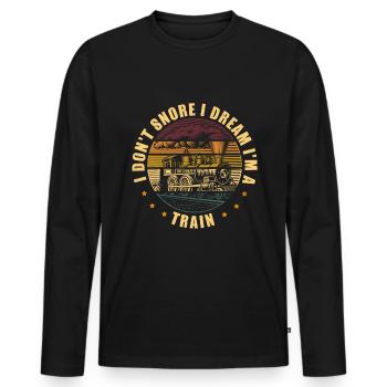 Modelleisenbahn Dampflok Lokführer Eisenbahner - Männer Premium Bio Langarmshirt - Schwarz - Vorne - Nico (187cm)