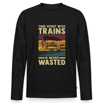 Model Railroad Engine Driver Steam Locomotive Model Railroad - Men's Premium Organic Long Sleeve Shirt - black - Front - Nico (187cm)