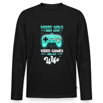 Gamer Gaming Mari Jeu vidéo - T-shirt manches longues Premium bio Homme - noir - Devant - Nico (187cm)