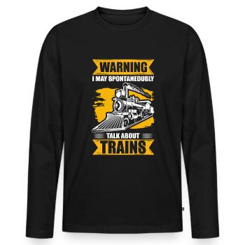 Zug Modelleisenbahn Eisenbahn Dampflok - Männer Premium Bio Langarmshirt - Schwarz - Vorne - Nico (187cm)