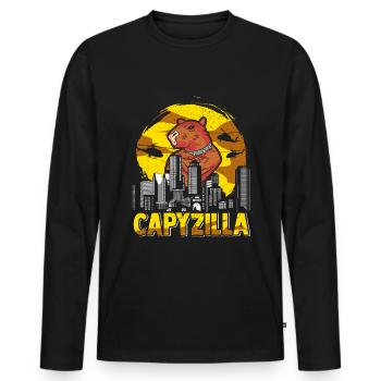 Capyzilla capybara rongeur capybara - T-shirt manches longues Premium bio Homme - noir - Devant - Nico (187cm)