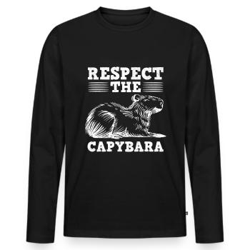 Capybara Wasserschwein Nagetier - Männer Premium Bio Langarmshirt - Schwarz - Vorne - Nico (187cm)