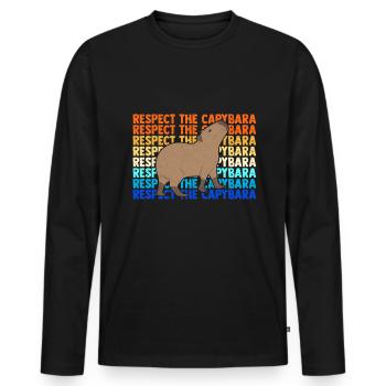 Mèmes de rongeurs Capybara capybara - T-shirt manches longues Premium bio Homme - noir - Devant - Nico (187cm)