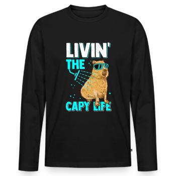 Capybara Douche Capybara Rongeur - T-shirt manches longues Premium bio Homme - noir - Devant - Nico (187cm)
