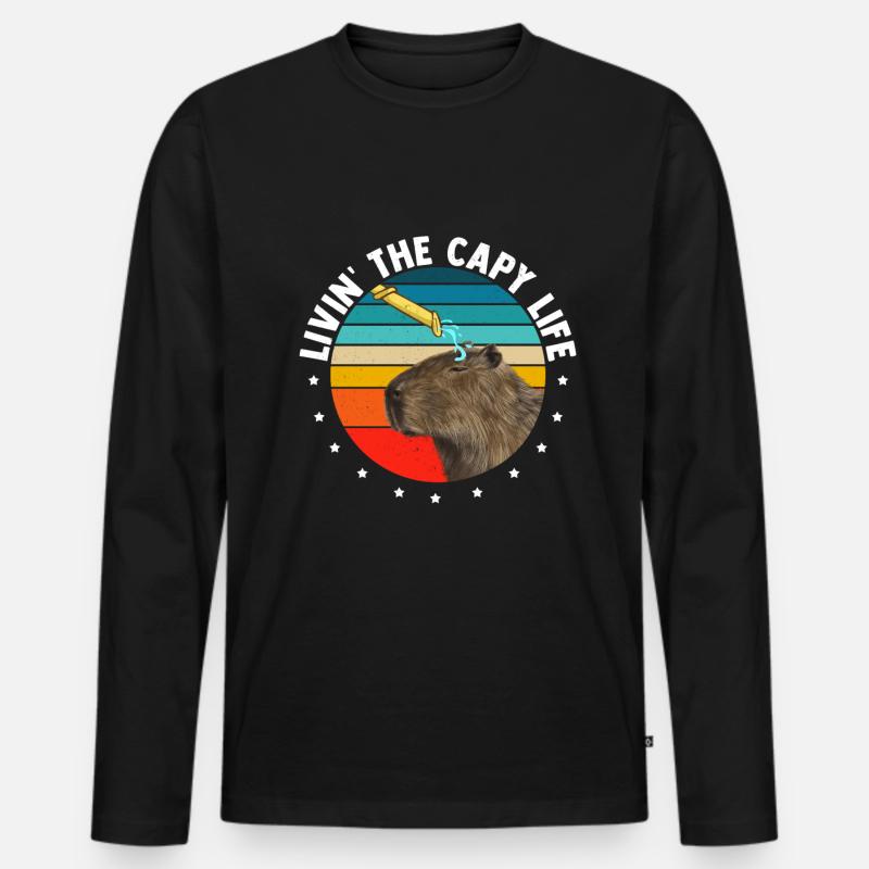 Capybara Douche Drôle Capybara - T-shirt manches longues Premium bio Homme - noir