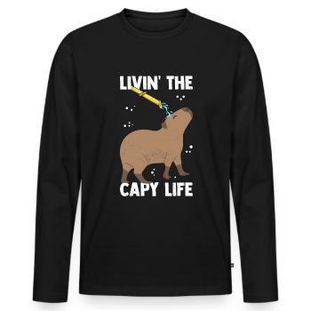Capybara Douche Capybara Rongeur - T-shirt manches longues Premium bio Homme - noir - Devant - Nico (187cm)