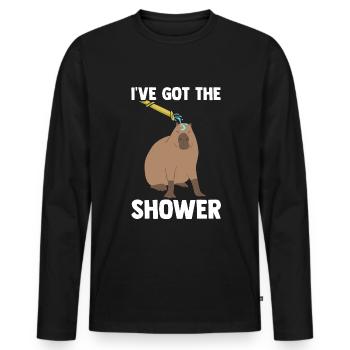 Capybara Capybara drôle de rongeur - T-shirt manches longues Premium bio Homme - noir - Devant - Nico (187cm)