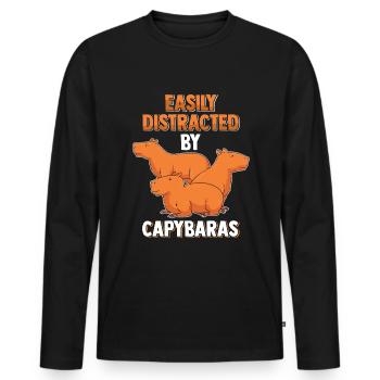 Capybara Rongeur Capybara Pet - T-shirt manches longues Premium bio Homme - noir - Devant - Nico (187cm)