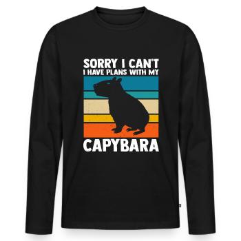 Capybara Lustig Nagetier Wasserschwein - Männer Premium Bio Langarmshirt - Schwarz - Vorne - Nico (187cm)