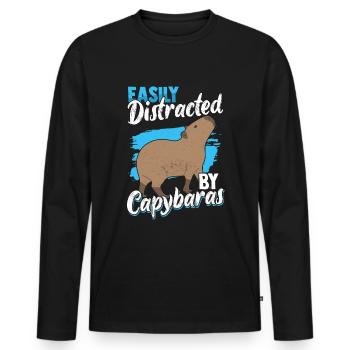 Capybara Capybara Capybaras Pet - T-shirt manches longues Premium bio Homme - noir - Devant - Nico (187cm)
