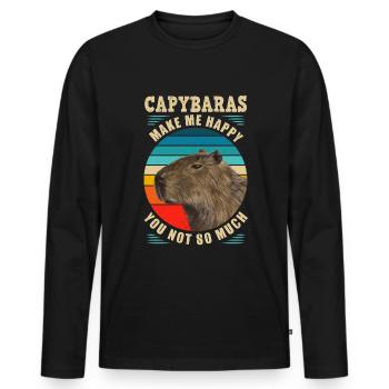 Capybara Nagetier Wasserschwein - Männer Premium Bio Langarmshirt - Schwarz - Vorne - Nico (187cm)