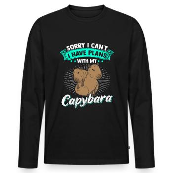 Capybaras Drôles de rongeurs Capybara - T-shirt manches longues Premium bio Homme - noir - Devant - Nico (187cm)