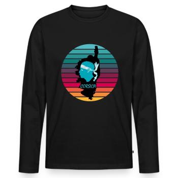Corse France avec tête de pirate Corse - T-shirt manches longues Premium bio Homme - noir - Devant - Nico (187cm)