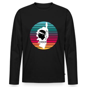 Corsica Insel Frankreich mit Piratenkopf Korsika - Männer Premium Bio Langarmshirt - Schwarz - Vorne - Nico (187cm)