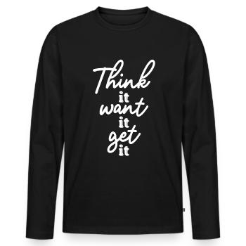 Pensez-le Voulez-le Obtenez la motivation Citations - T-shirt manches longues Premium bio Homme - noir - Devant - Nico (187cm)