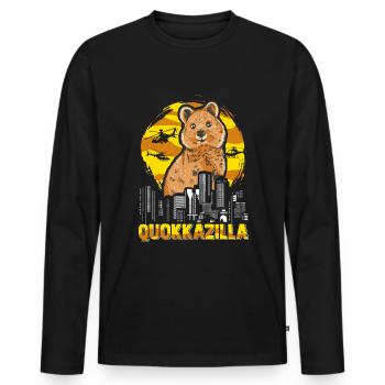 Quokka marsupial Quokkazilla - Men's Premium Organic Long Sleeve Shirt - black - Front - Nico (187cm)