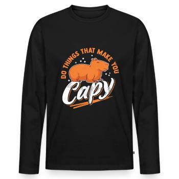 Capybara Lustig Nager Wasserschwein - Männer Premium Bio Langarmshirt - Schwarz - Vorne - Nico (187cm)