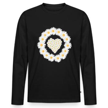 Gänseblümchen Blume Daisy Fleur Amour Coeur - T-shirt manches longues Premium bio Homme - noir - Devant - Nico (187cm)