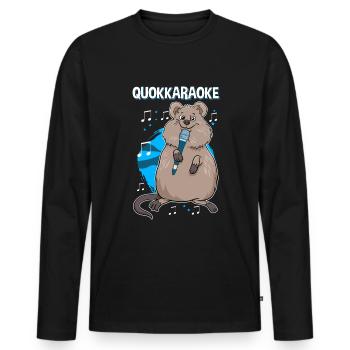Karaoké chantant chanteur Quokka - T-shirt manches longues Premium bio Homme - noir - Devant - Nico (187cm)