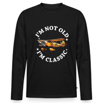 Je ne suis pas vieux Je suis Cassic Avion d’époque Avion - T-shirt manches longues Premium bio Homme - noir - Devant - Nico (187cm)