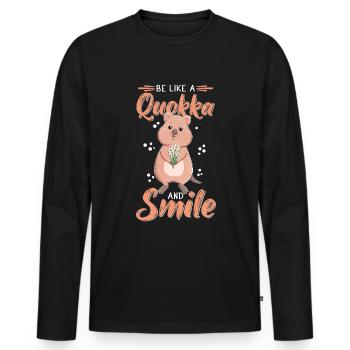 Kangourou marsupial à queue courte Quokka - T-shirt manches longues Premium bio Homme - noir - Devant - Nico (187cm)