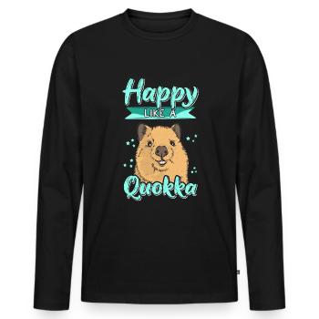 Marsupial Kangourou à queue courte Quokka Heureux - T-shirt manches longues Premium bio Homme - noir - Devant - Nico (187cm)
