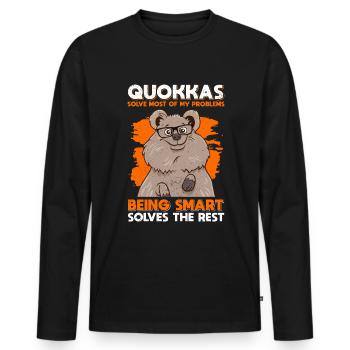 Quokka Kangourou à queue courte Marsupial Quokka Drôle - T-shirt manches longues Premium bio Homme - noir - Devant - Nico (187cm)