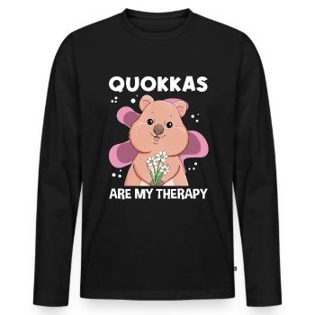 Kangourou marsupial à queue courte de la thérapie Quokka - T-shirt manches longues Premium bio Homme - noir - Devant - Nico (187cm)