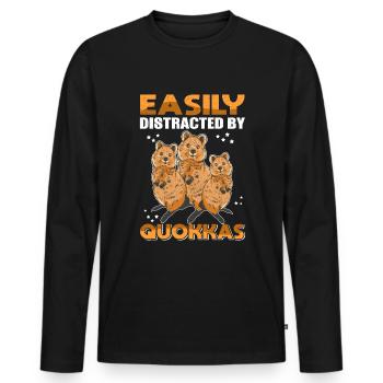 Quokka Gift Marsupial France - T-shirt manches longues Premium bio Homme - noir - Devant - Nico (187cm)