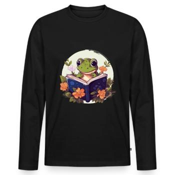 Cottagecore Frog Vintage Floral - Men's Premium Organic Long Sleeve Shirt - black - Front - Nico (187cm)