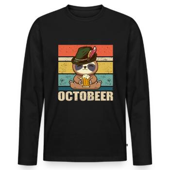 Bière, alcool, buveurs de bière, amateurs de bière, octobre - T-shirt manches longues Premium bio Homme - noir - Devant - Nico (187cm)