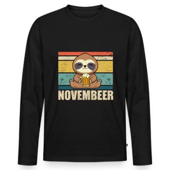 Bière Boozing Buveurs de bière Amateurs de bière Novembre - T-shirt manches longues Premium bio Homme - noir - Devant - Nico (187cm)