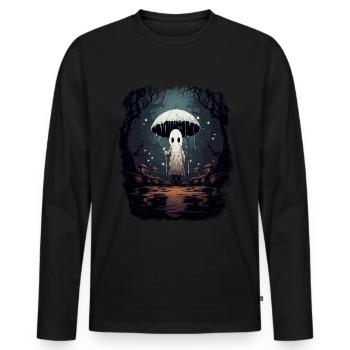 Halloween Ghost Ghost Cottagecore - T-shirt manches longues Premium bio Homme - noir - Devant - Nico (187cm)
